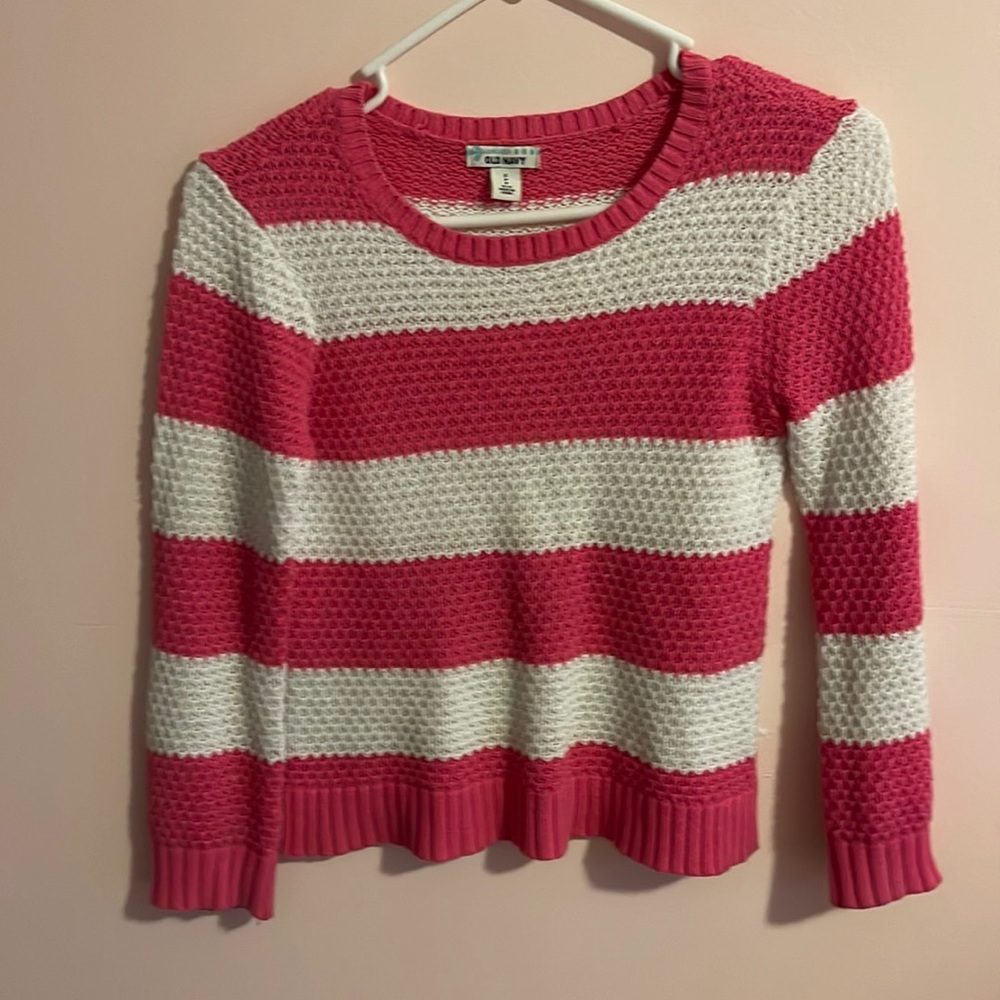 Pink striped long sleeve old navy top